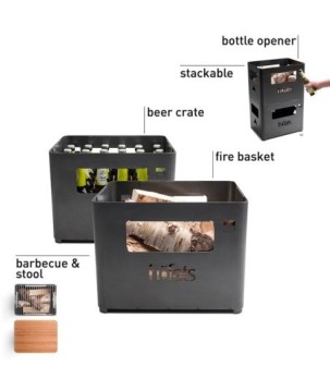 BEER BOX Brasero - Caisse à bouteille, Barbecue et Tabouret